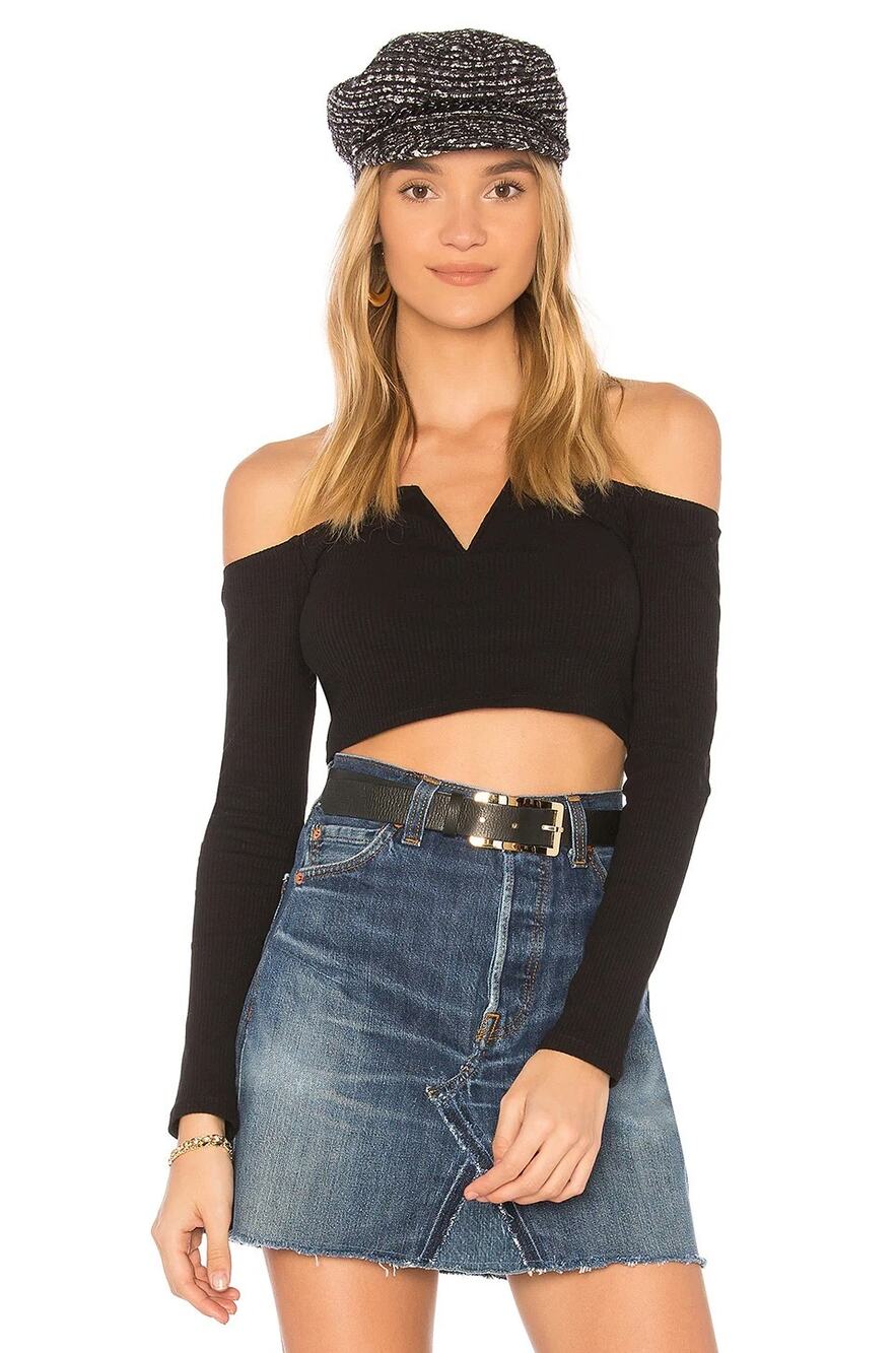 Privacy Please Scene Crop Top Black S